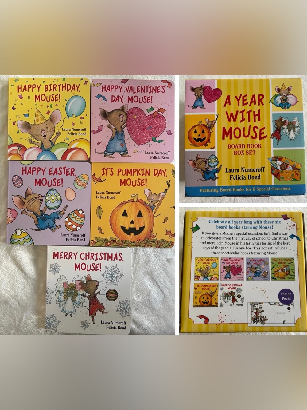 A Year With Mouse by Laura Numeroff 2023 First Edition Board Book Box Set - READ